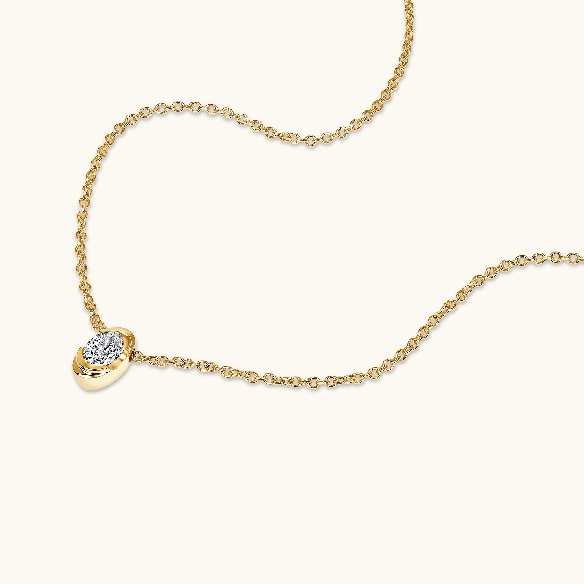 Bezel Oval Lab Diamond Solitaire Pendant - Image 3