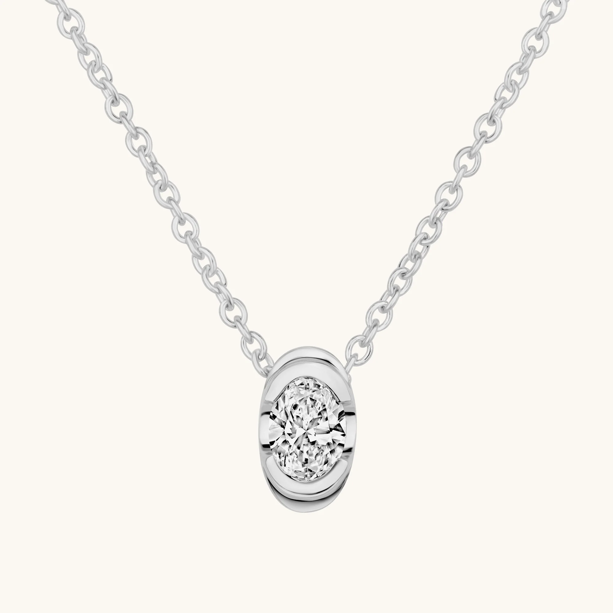 Bezel Oval Lab Diamond Solitaire Pendant - Image 4