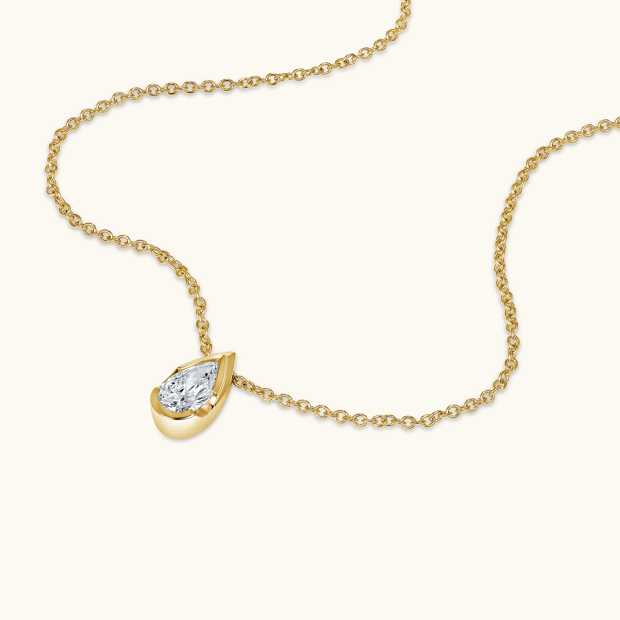 Bezel Pear Lab Diamond Solitaire Pendant - Image 3