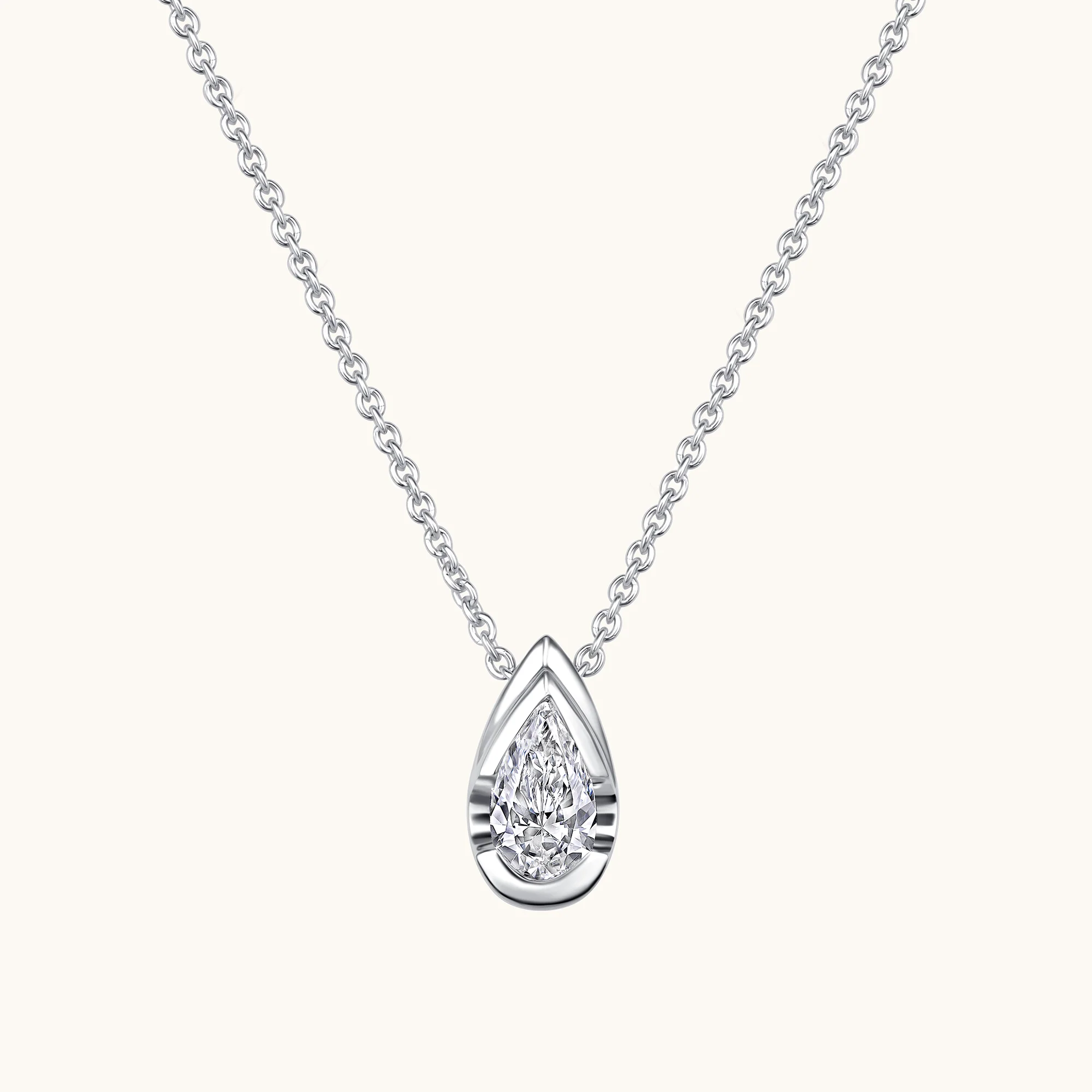 Bezel Pear Lab Diamond Solitaire Pendant - Image 5