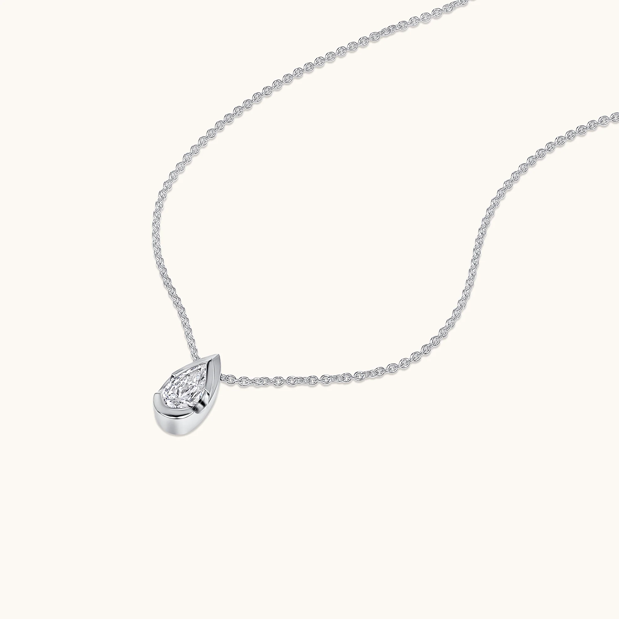 Bezel Pear Lab Diamond Solitaire Pendant - Image 6