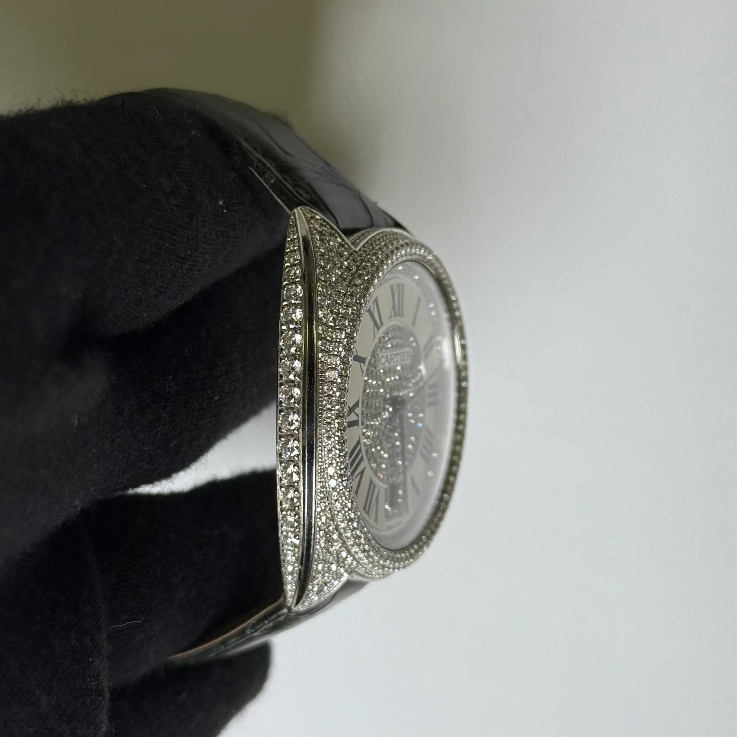 Cartier Cle 40mm Silver Diamond Dial Watch Ref# 3849 - Image 3