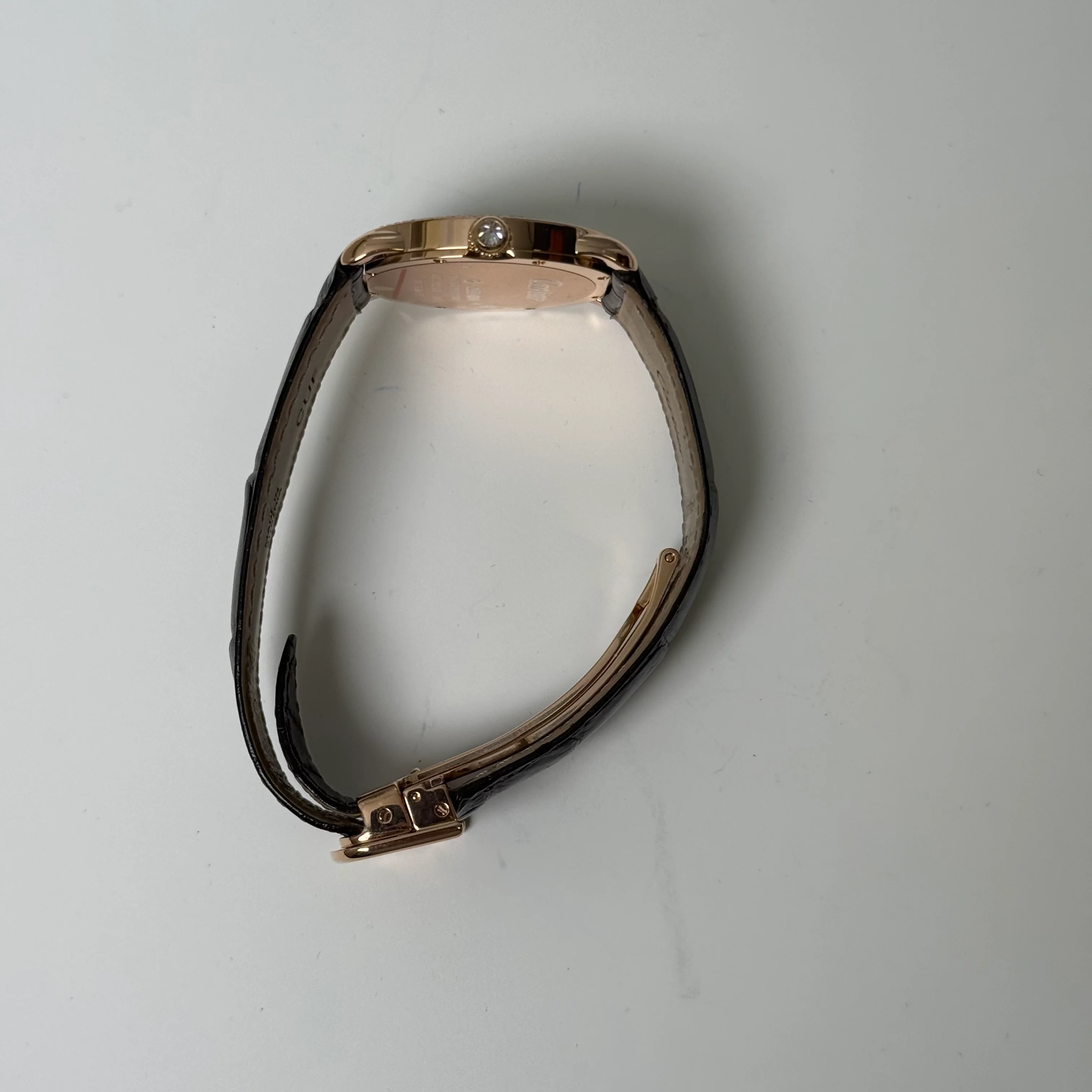 Cartier Ronde Louis 28mm 18K Rose Gold Cream Roman Dial Watch Factory Diamond Bezel With Black Leather Strap REF# 2886 - Image 5