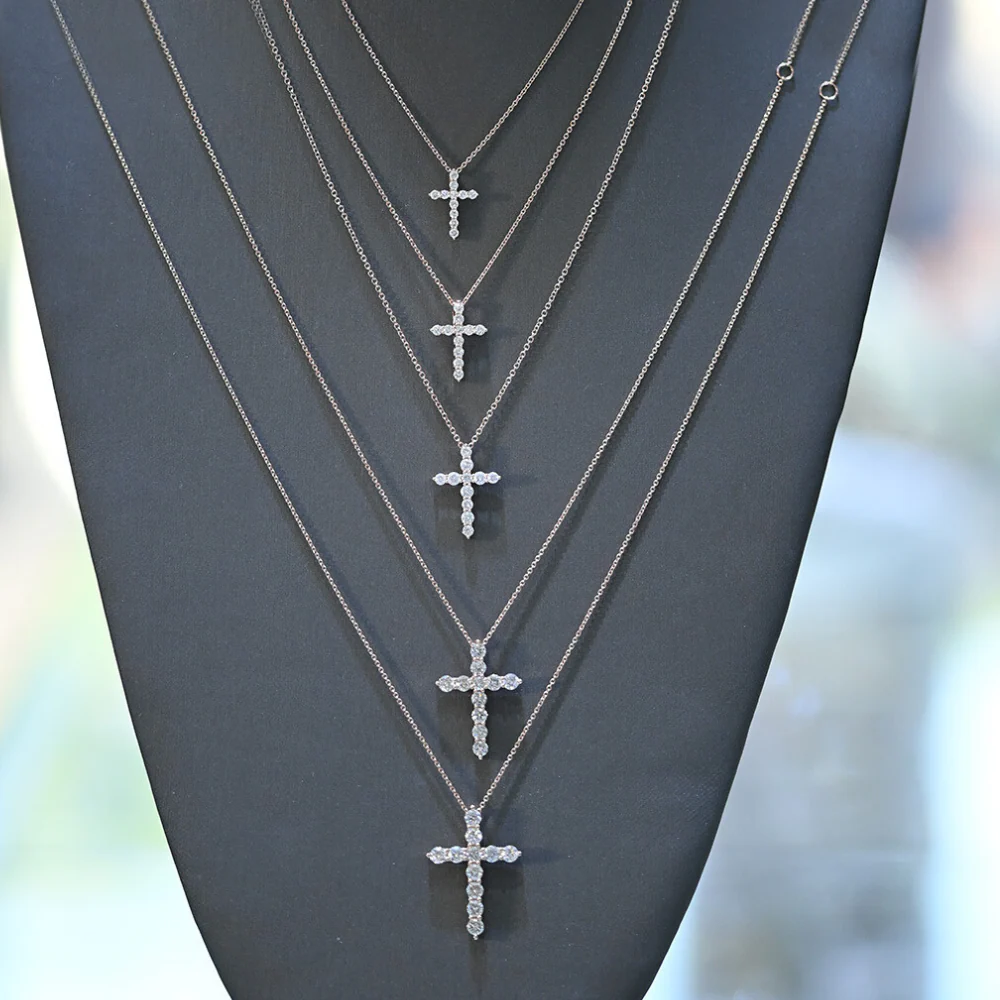Classic Lab Diamond Cross Necklace - Image 5