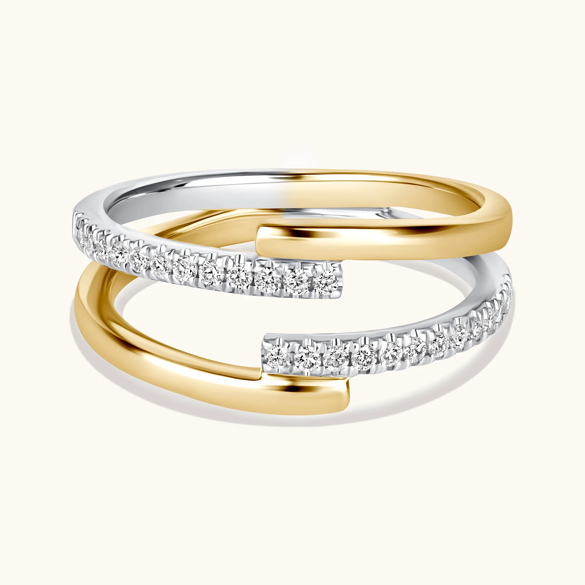 Double Banded Half Diamond Ring - Image 4