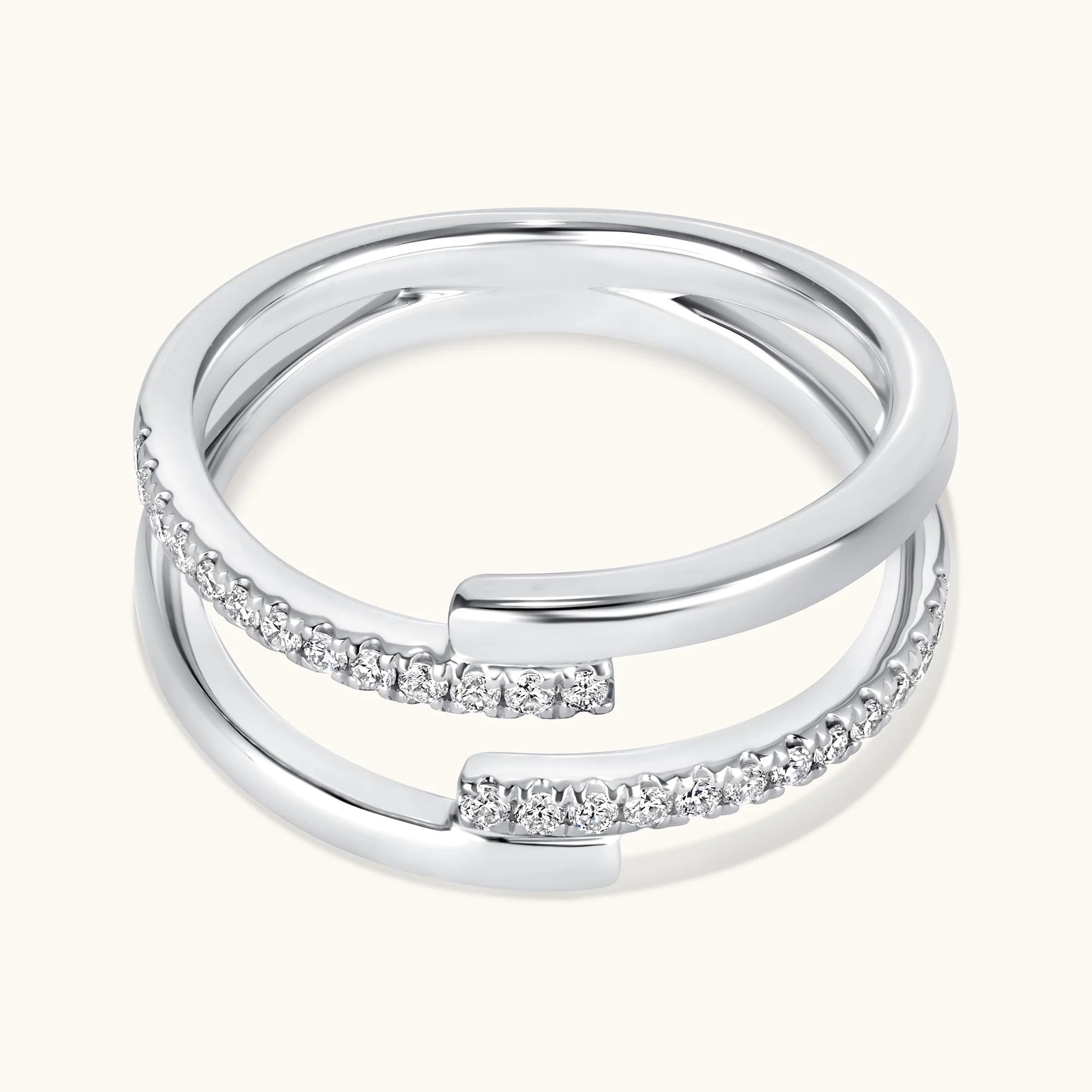 Double Banded Half Diamond Ring - Image 5