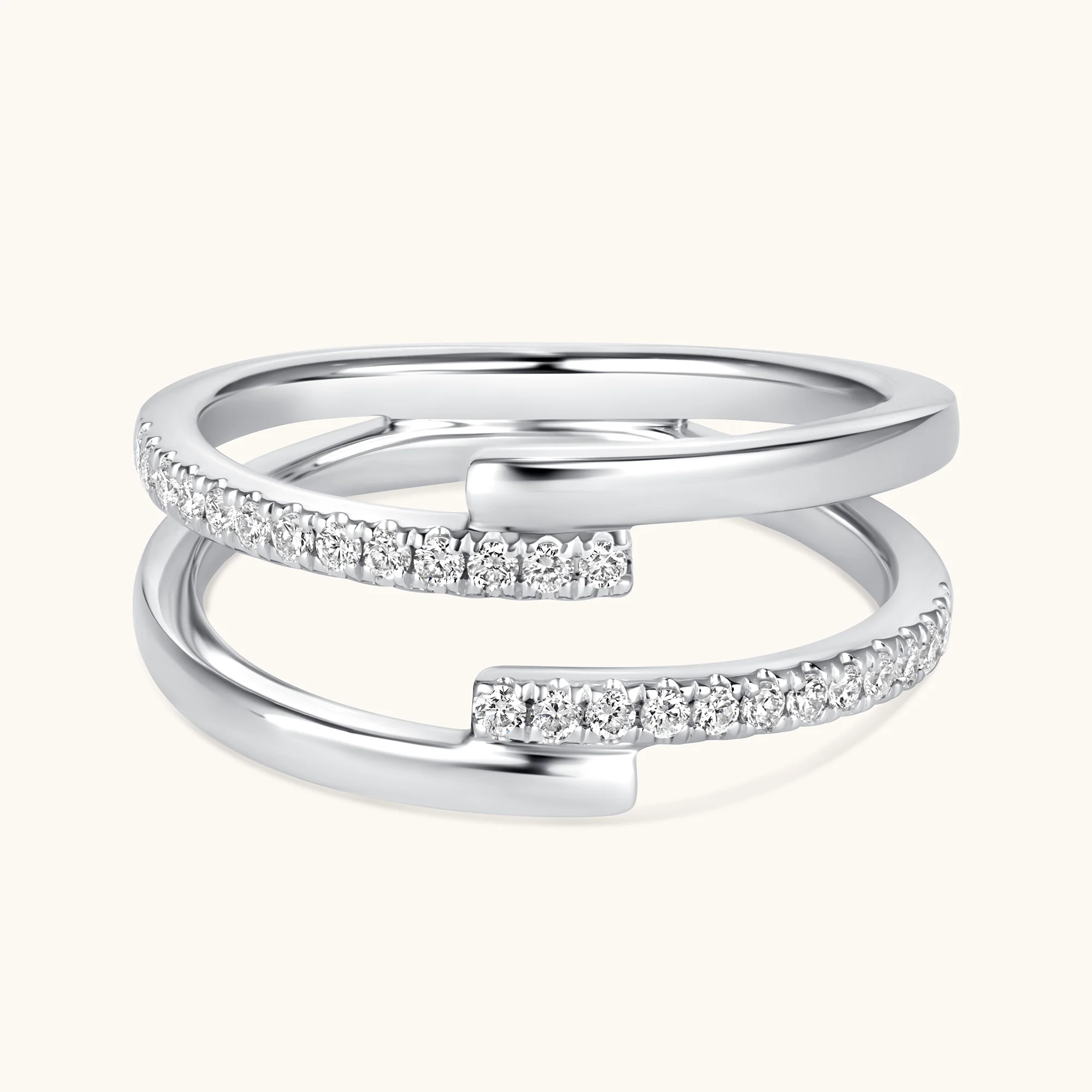 Double Banded Half Diamond Ring - Image 6