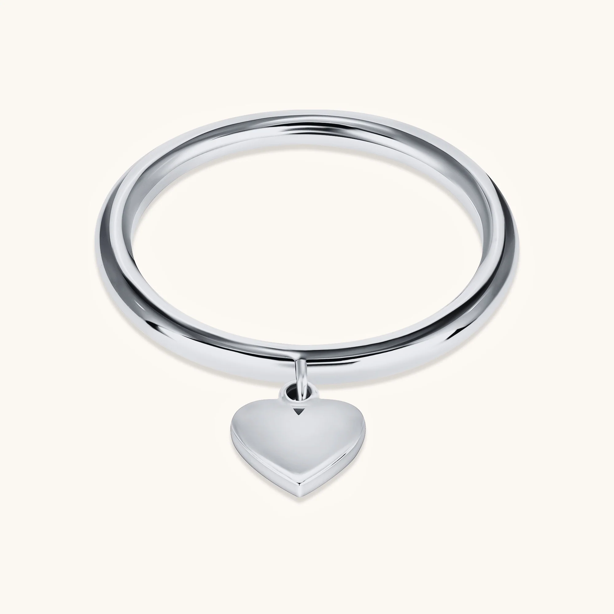 Engravable Heart Charm Ring - Image 5