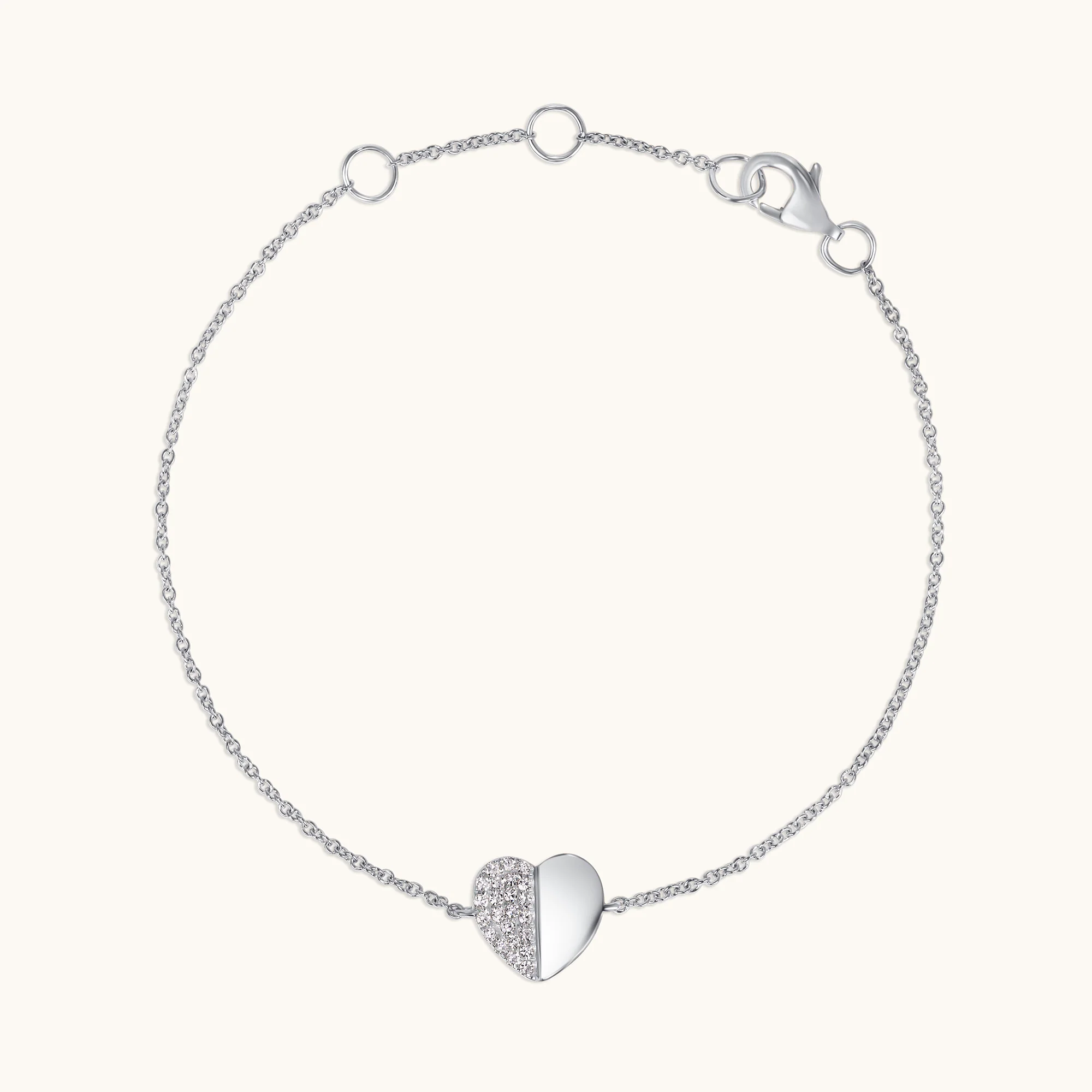 Half-Pave Diamond Heart Bracelet - Image 4