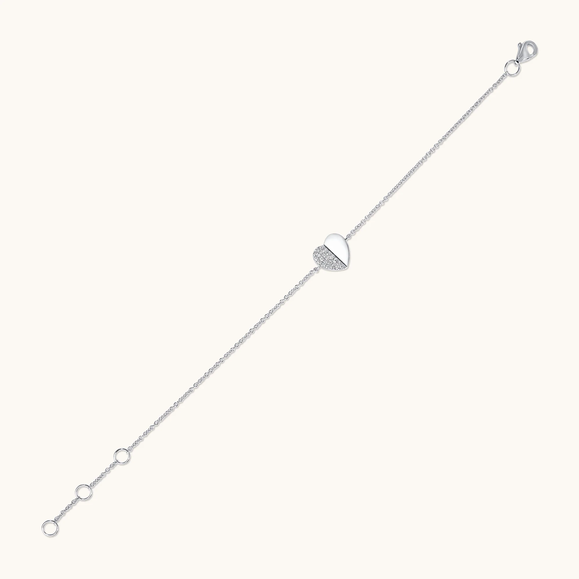 Half-Pave Diamond Heart Bracelet - Image 5