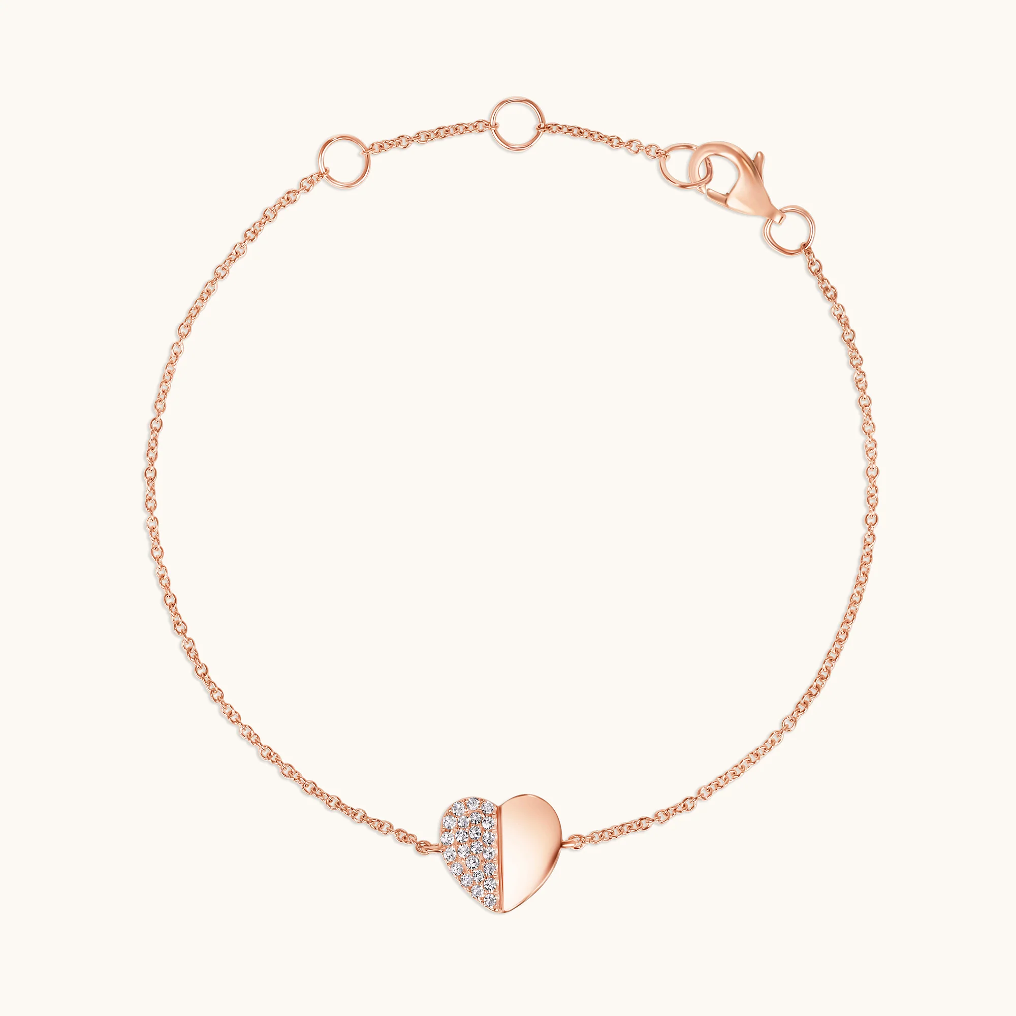 Half-Pave Diamond Heart Bracelet - Image 6