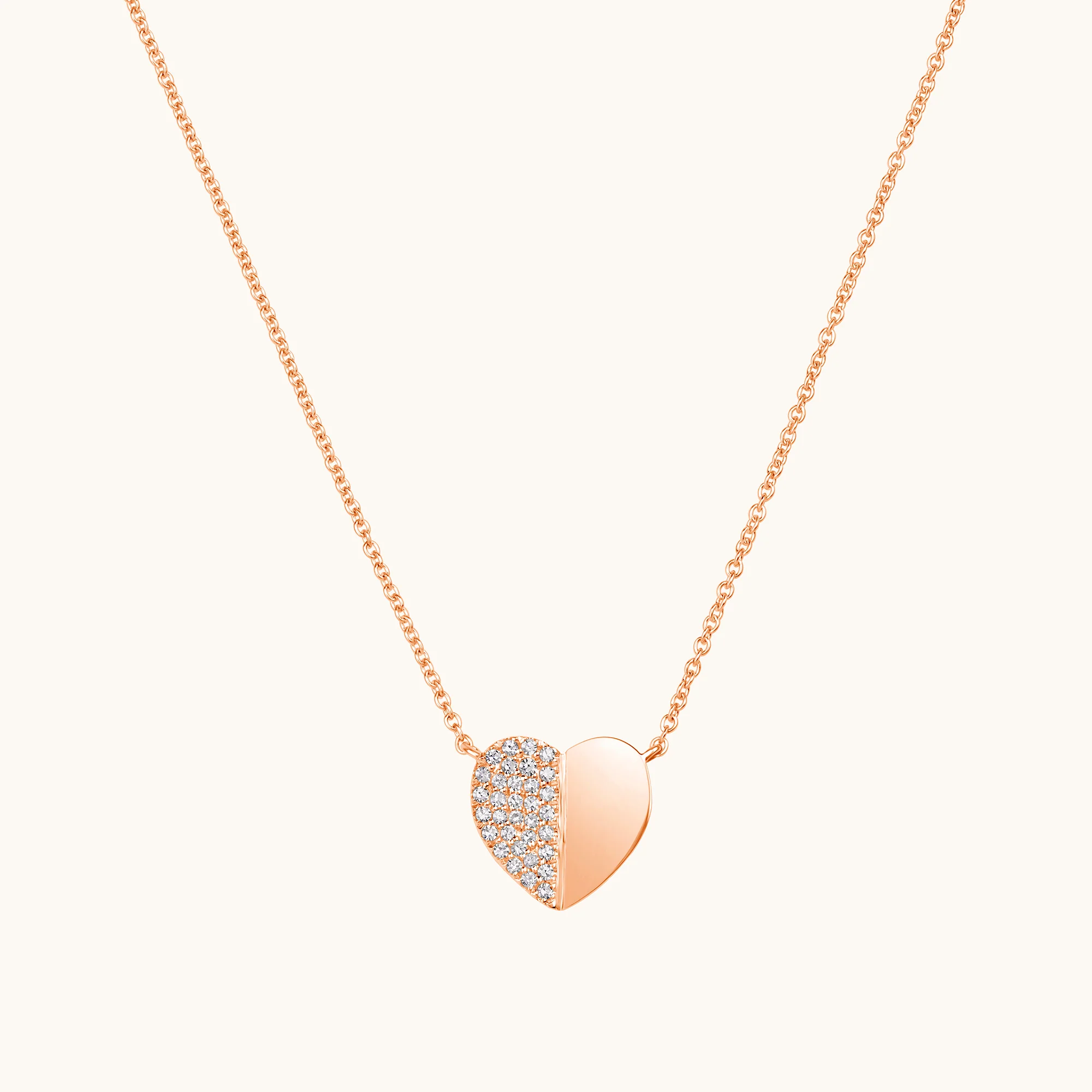 Half-Pave Diamond Heart Necklace - Image 4