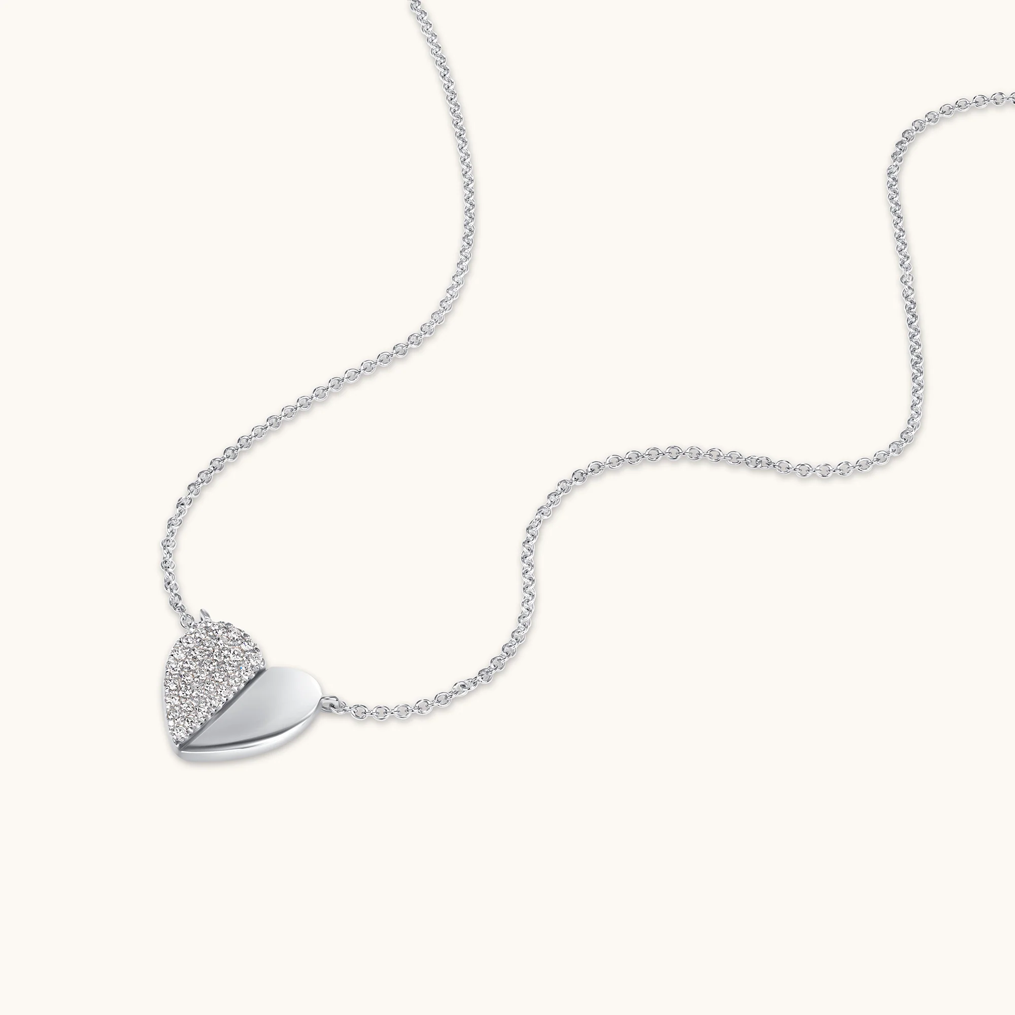 Half-Pave Diamond Heart Necklace - Image 6