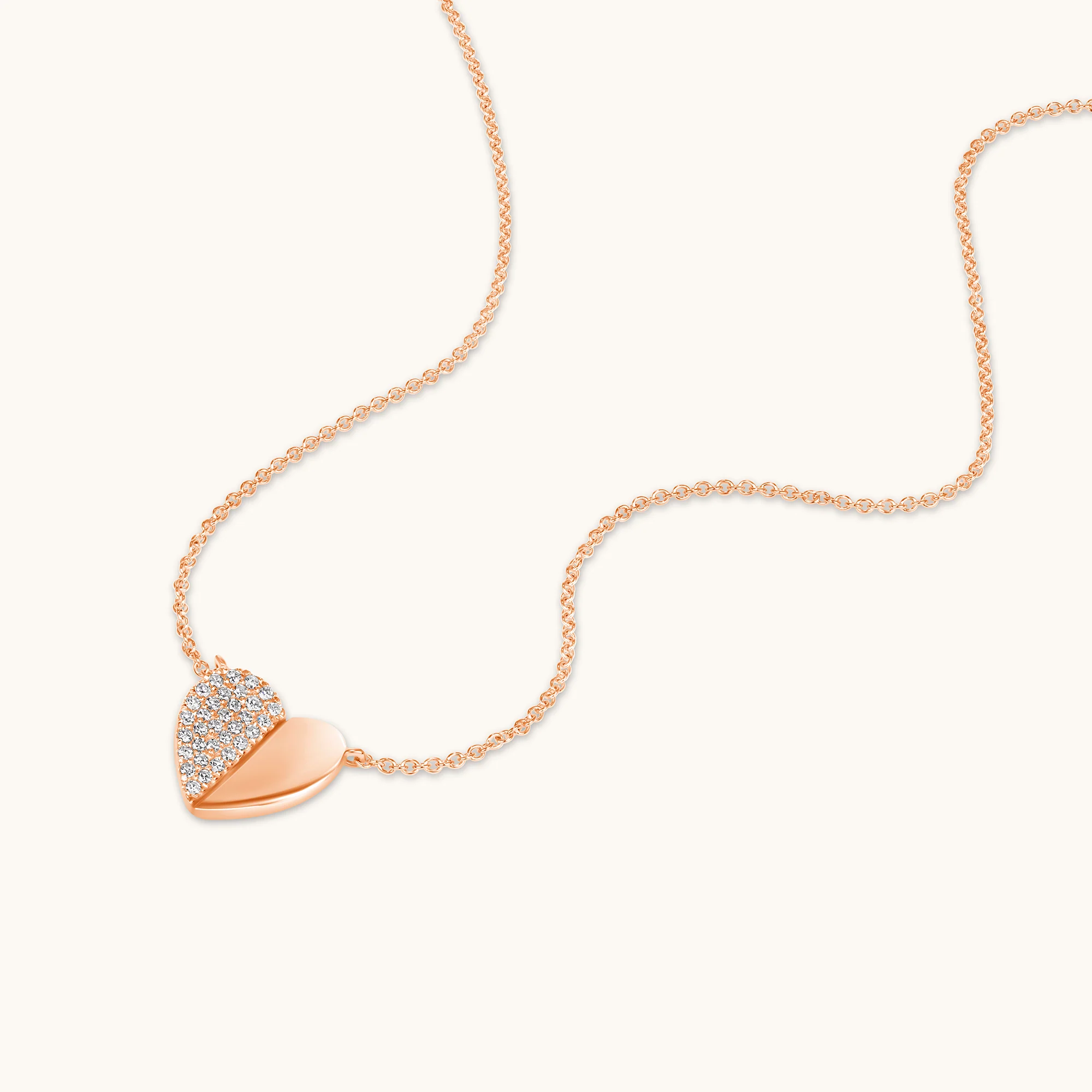 Half-Pave Diamond Heart Necklace - Image 7