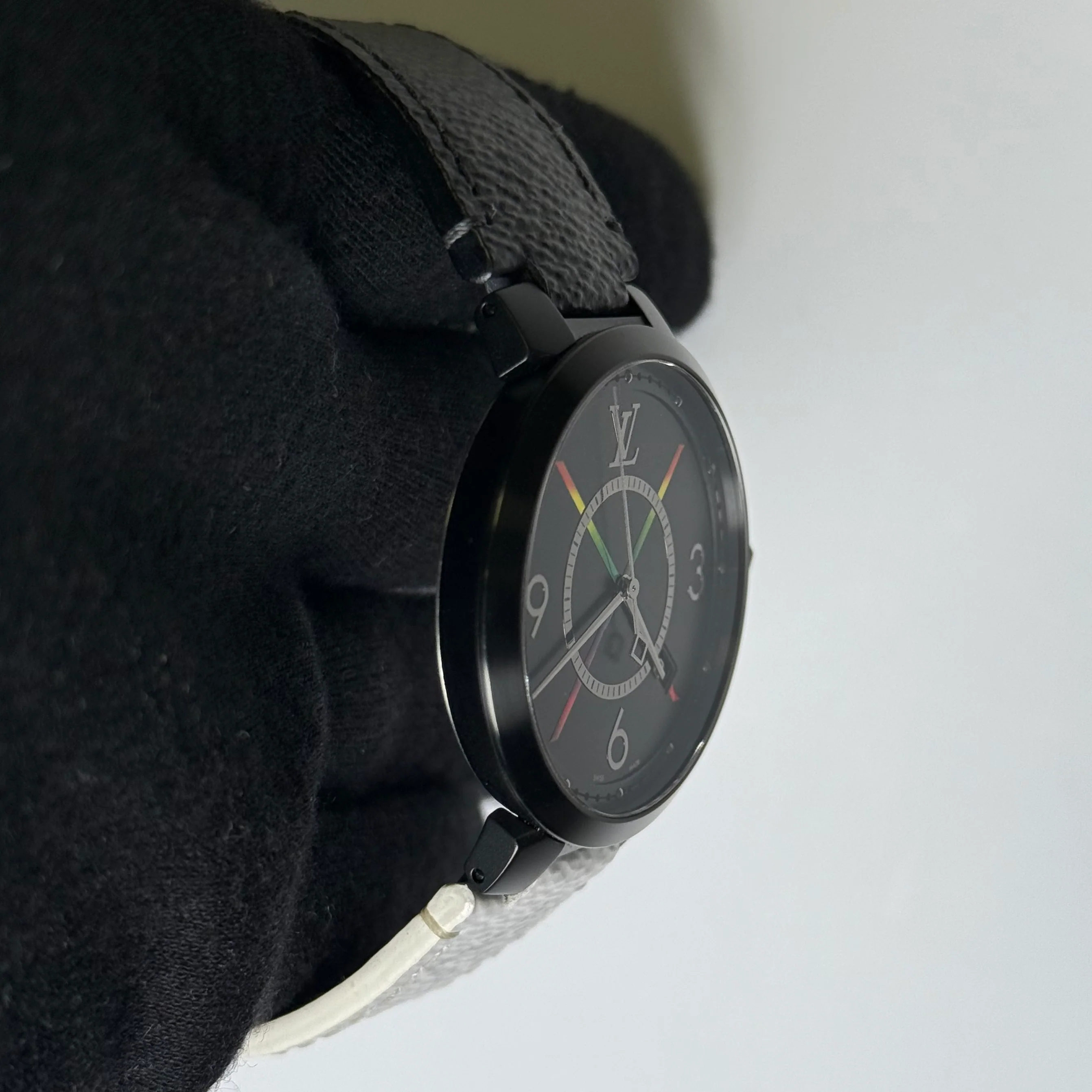 Louis Vuitton Tambour 39mm Black Rainbow X Dial Watch Ref# QA113 - Image 3