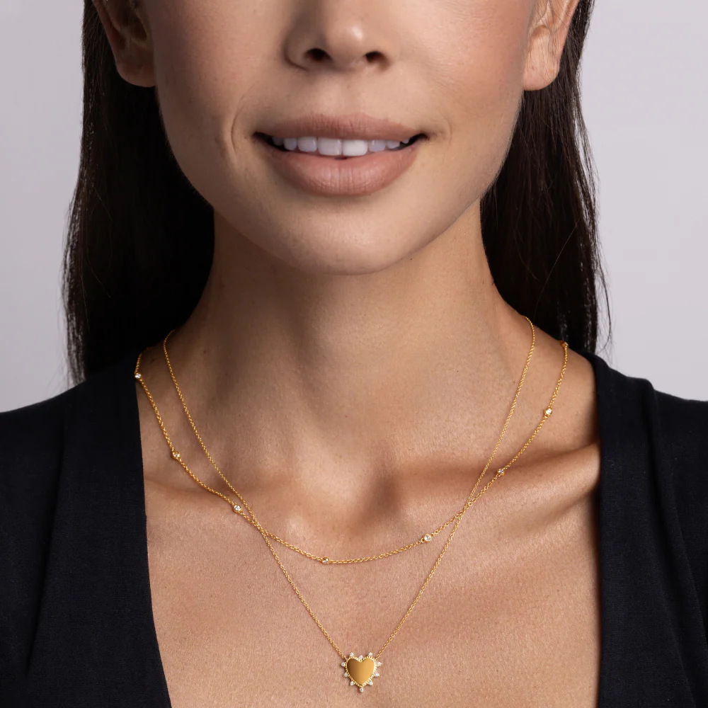 Milgrain Engravable Heart Pendant Necklace - Image 3