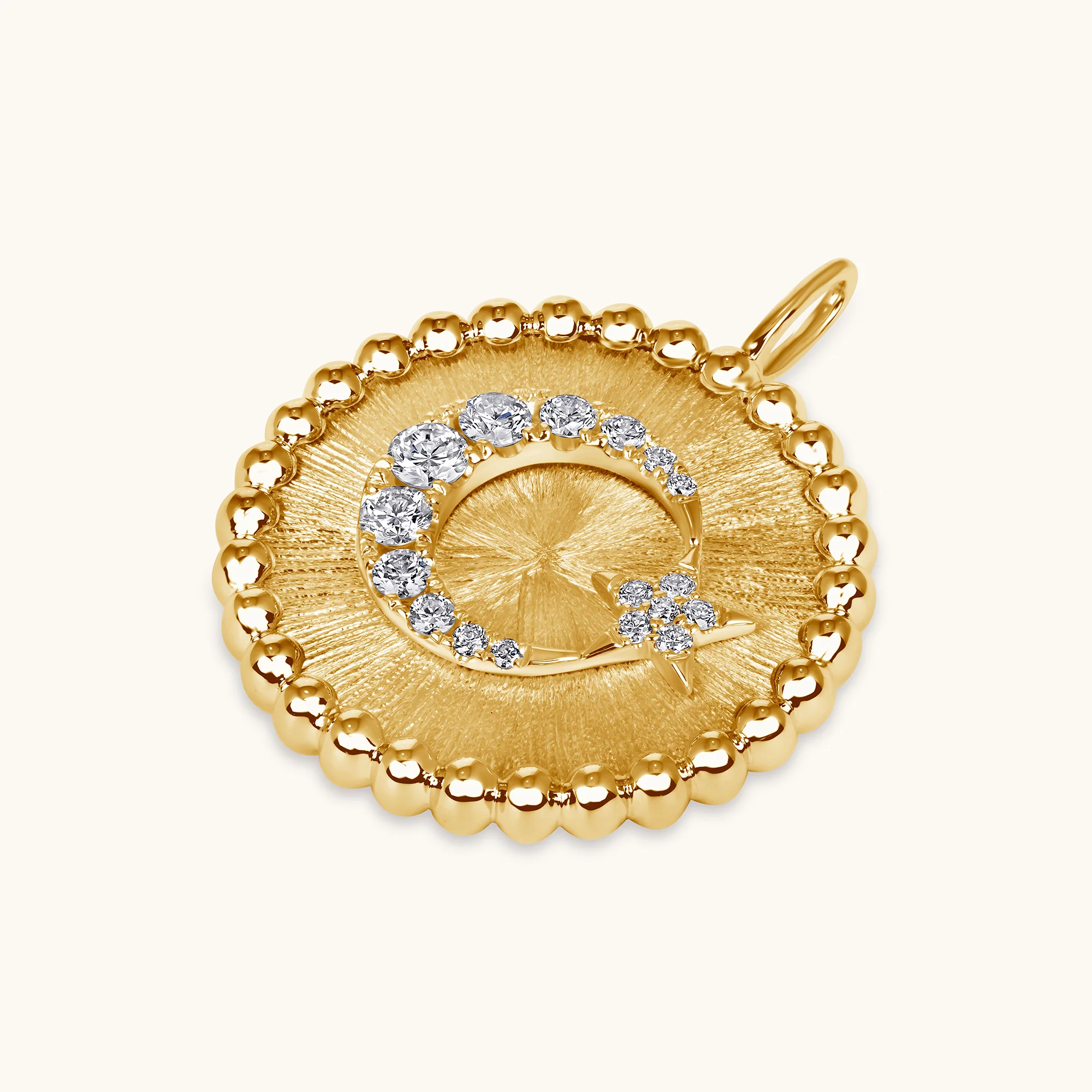 Moon and Star Diamond Coin Pendant - Image 3
