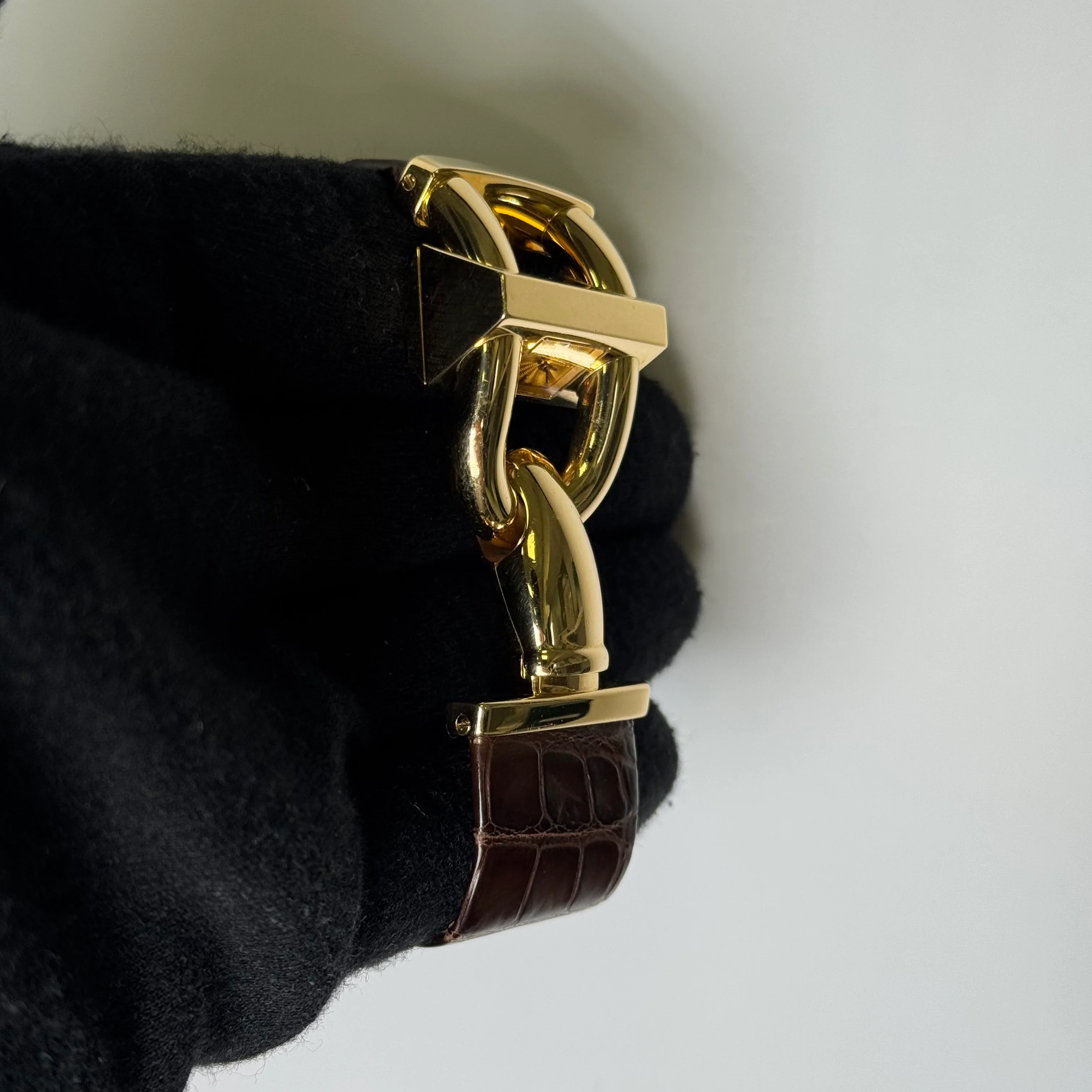 Van Cleef Cadenas 26x13mm Gold Dial Watch Ref# 131148 - Image 3